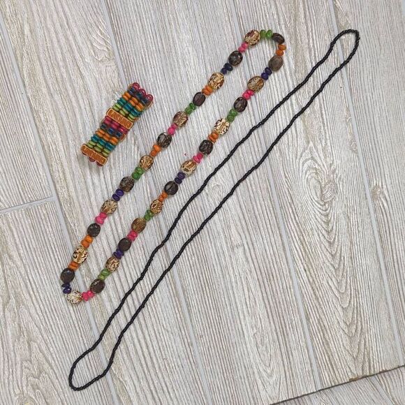 Vintage 3 Piece Jewelry Set, 2 Necklaces & Bracelet Beads Tiered Granny - Picture 3 of 4